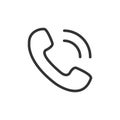Phone call icon. Black contour of handset old symbol. Vector isolated Royalty Free Stock Photo